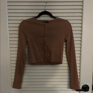 Zara Brown Button-Up Cardigan